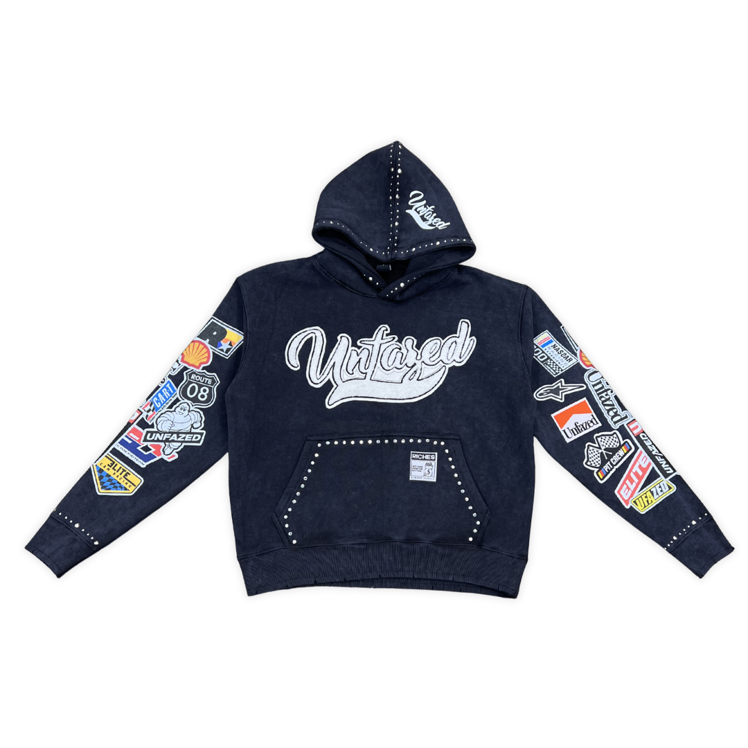 Elite PD Unfazed graphic hoodie, front view, men's streetwear