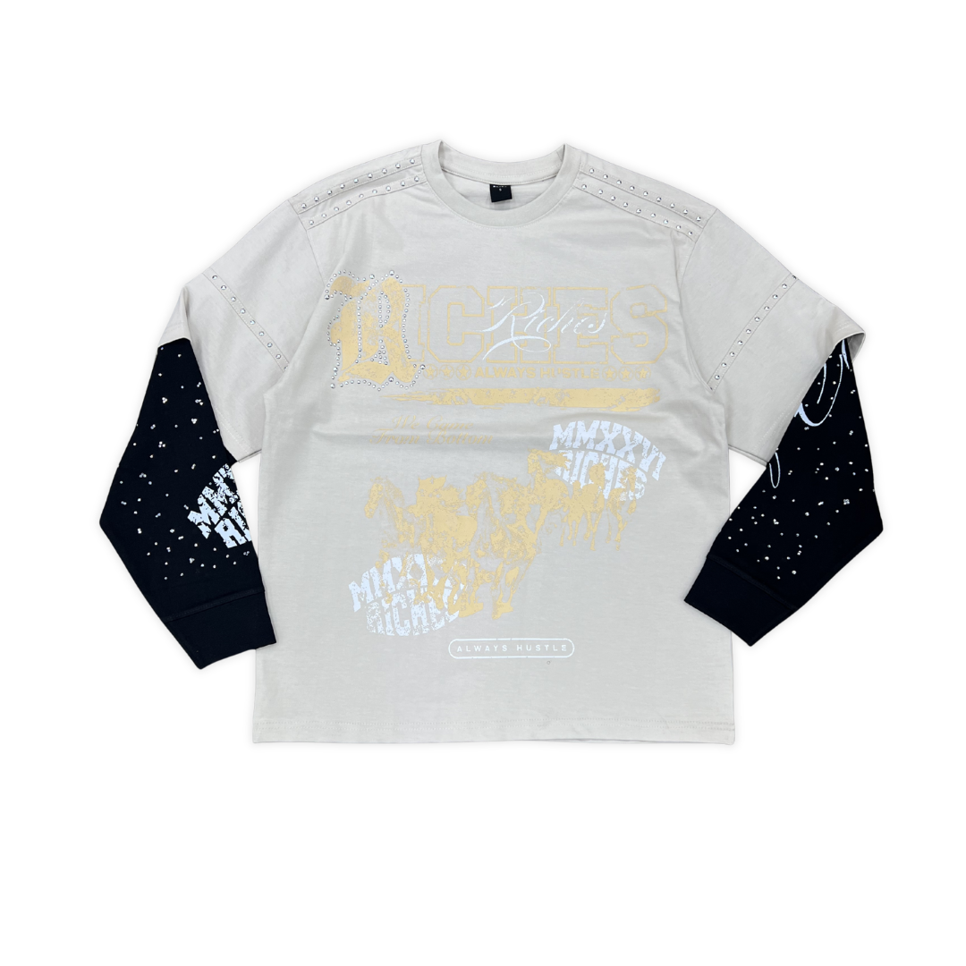 Elite PD Riches long sleeve tee, alternate angle, men's streetwear