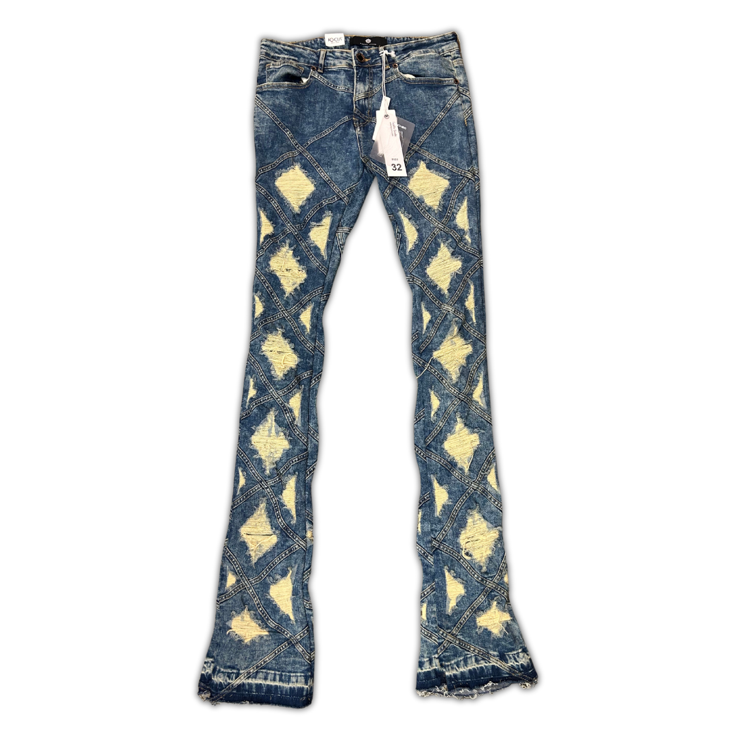 Focus Diamond ripped stacked jeans, alternate angle, men's streetwear