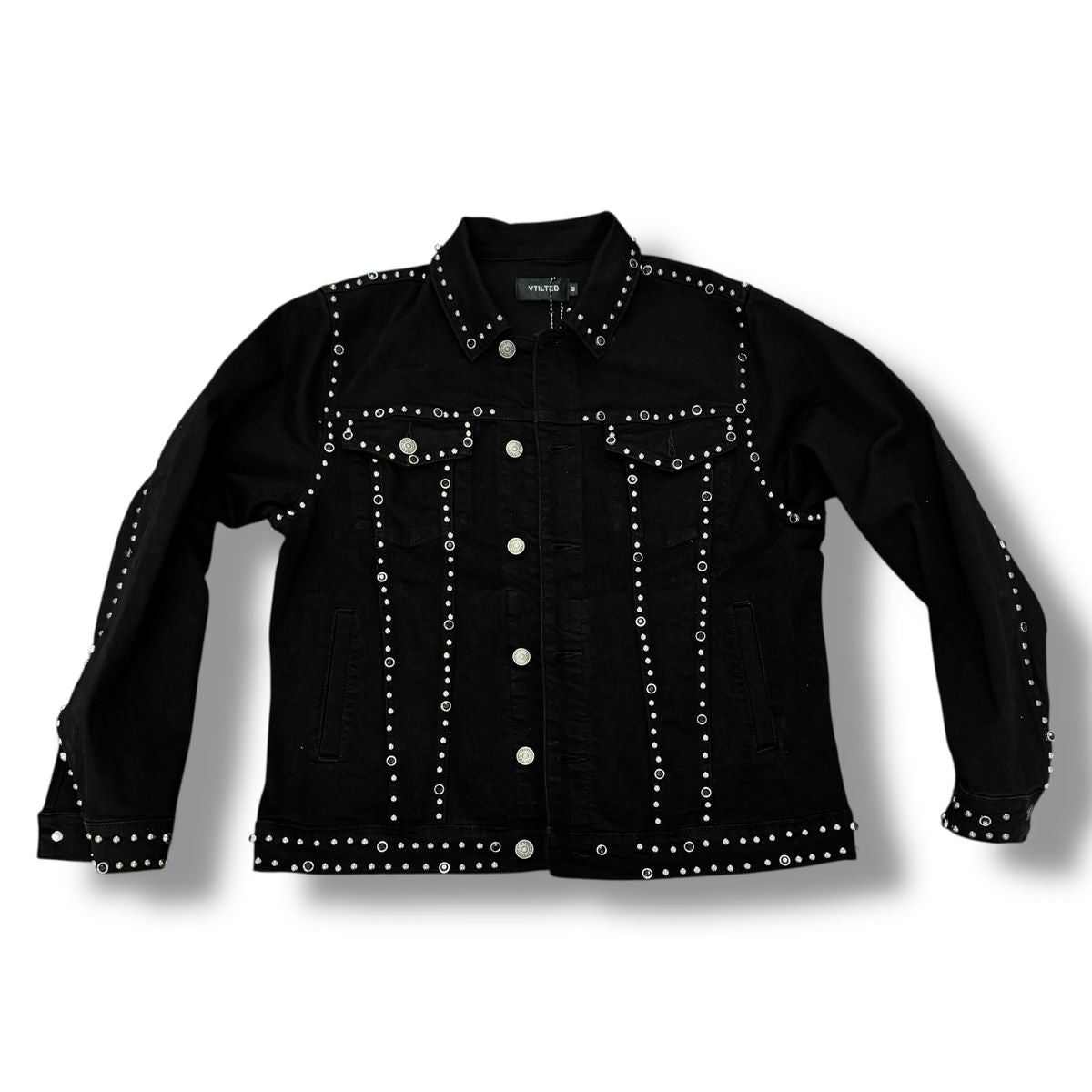 V Tilted Formula 002 D denim jacket, front view, men's streetwear