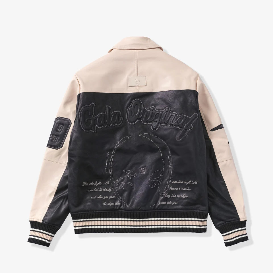 Gala Original Abyss leather varsity jacket, alternate angle, men's streetwear