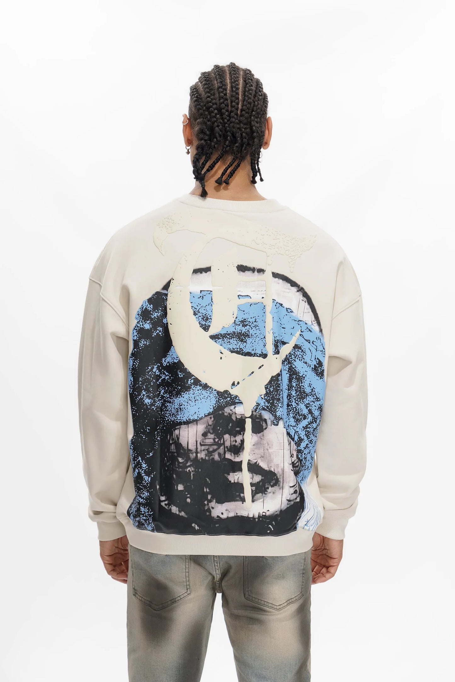 TRNCHS Sight Of The Shore crewneck sweatshirt, alternate angle, men's streetwear