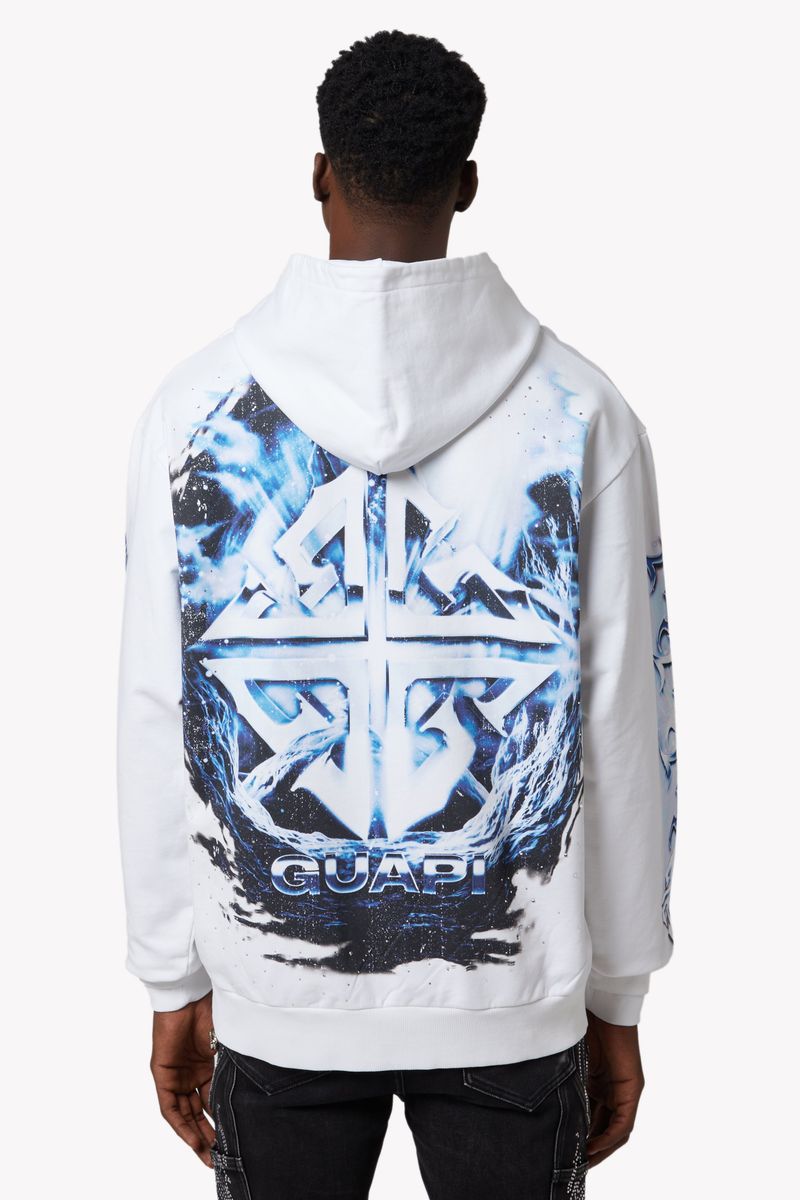 Guapi W Heavens Vault V1 graphic hoodie, alternate angle, men's streetwear