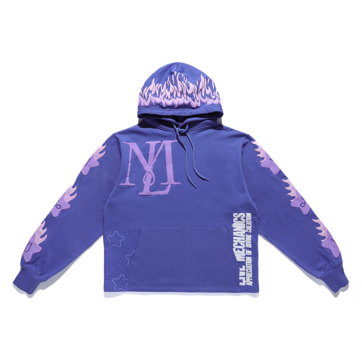 Live Mechanic Shooting Stars graphic hoodie, front view, men's streetwear