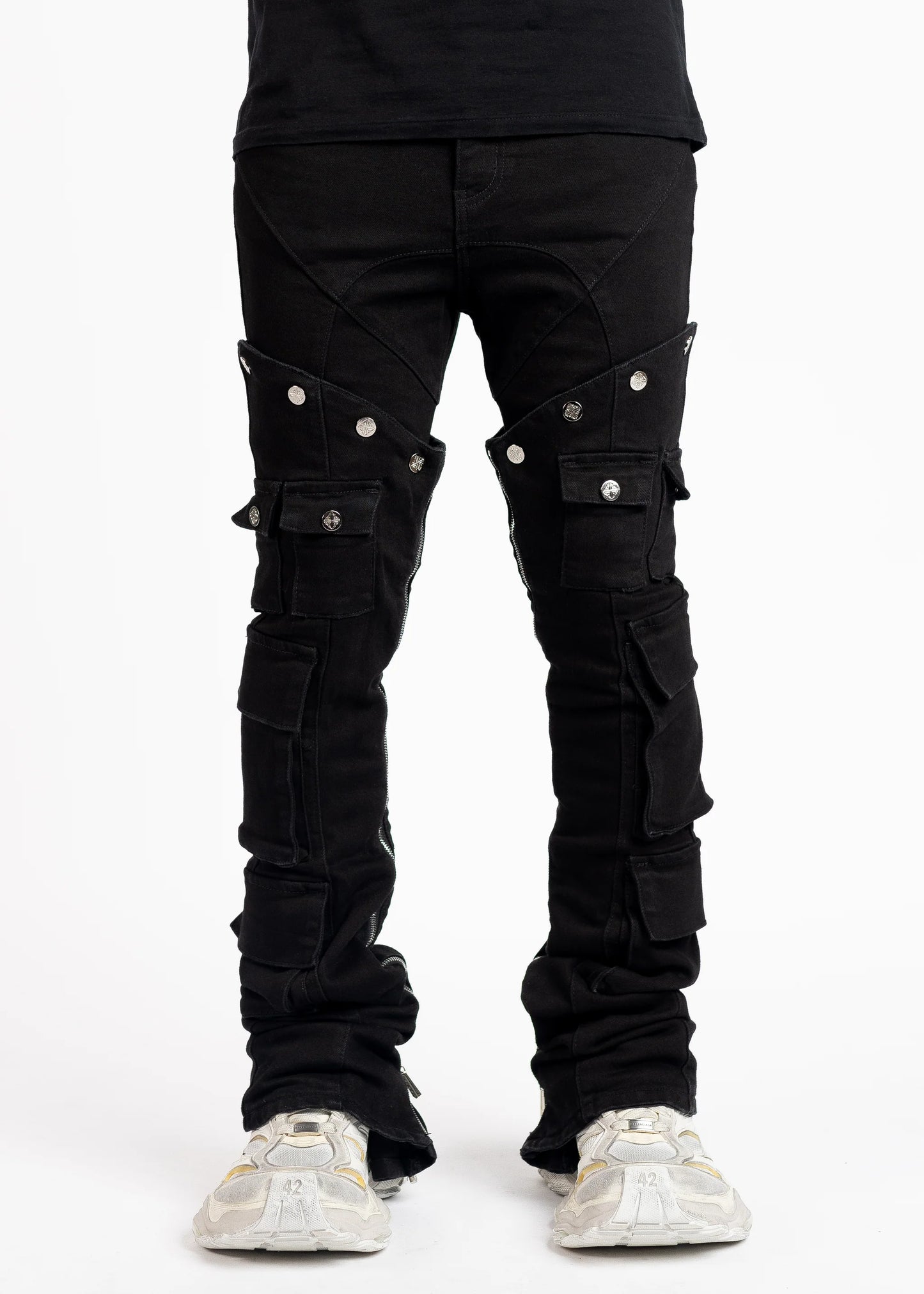 Guapi Obsidian Black Convertable statement denim, alternate angle, men's streetwear