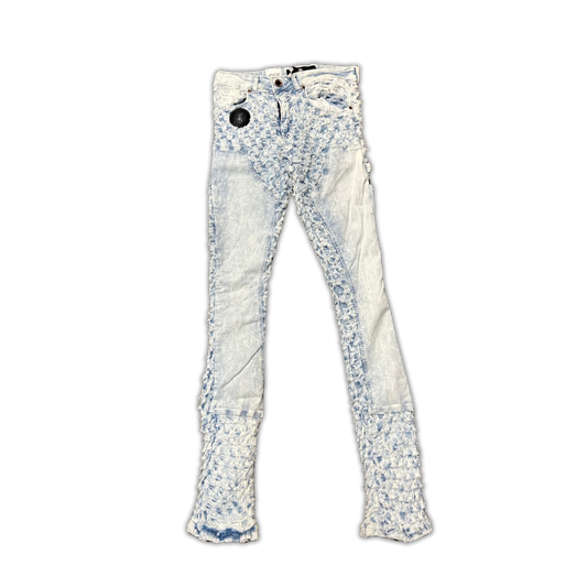 Focus Distressed Biker stacked jeans, front view, men's streetwear