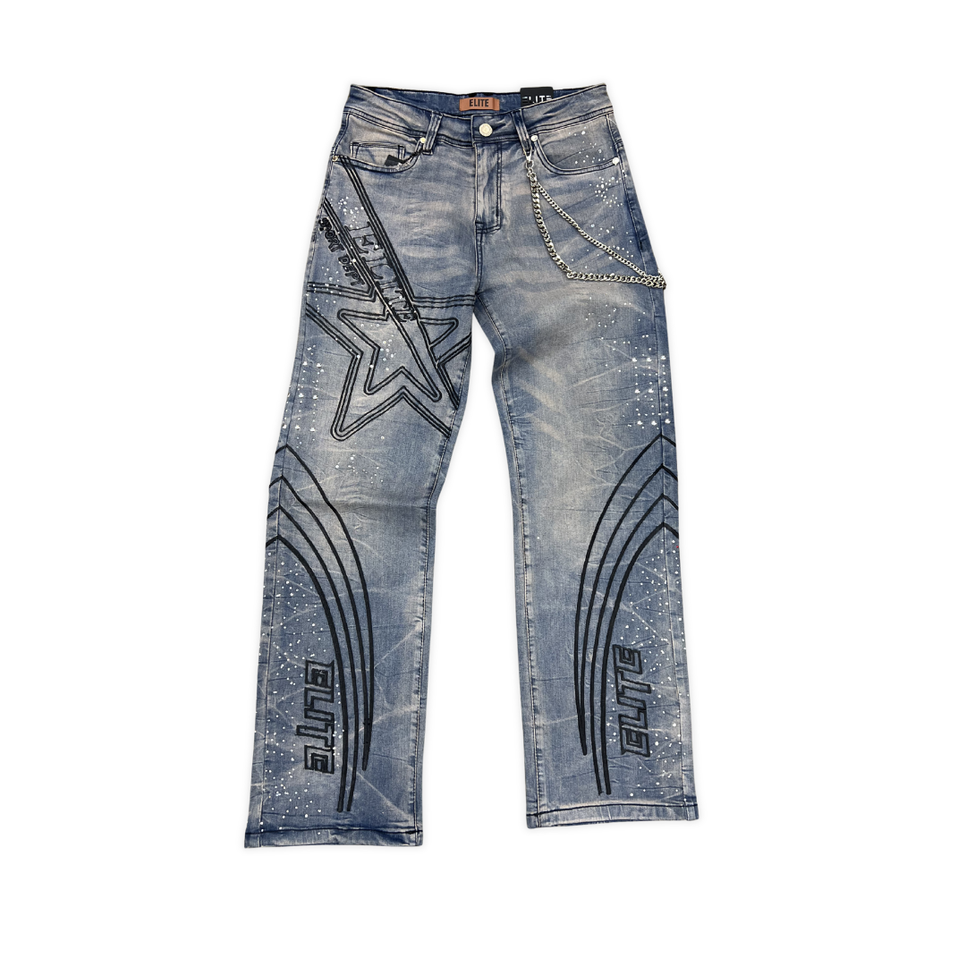 Elite PD Elitestar Denim Vintage jeans, front view, men's streetwear