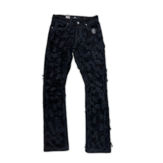 Focus Wrinkle ripped stacked jeans, front view, men's streetwear