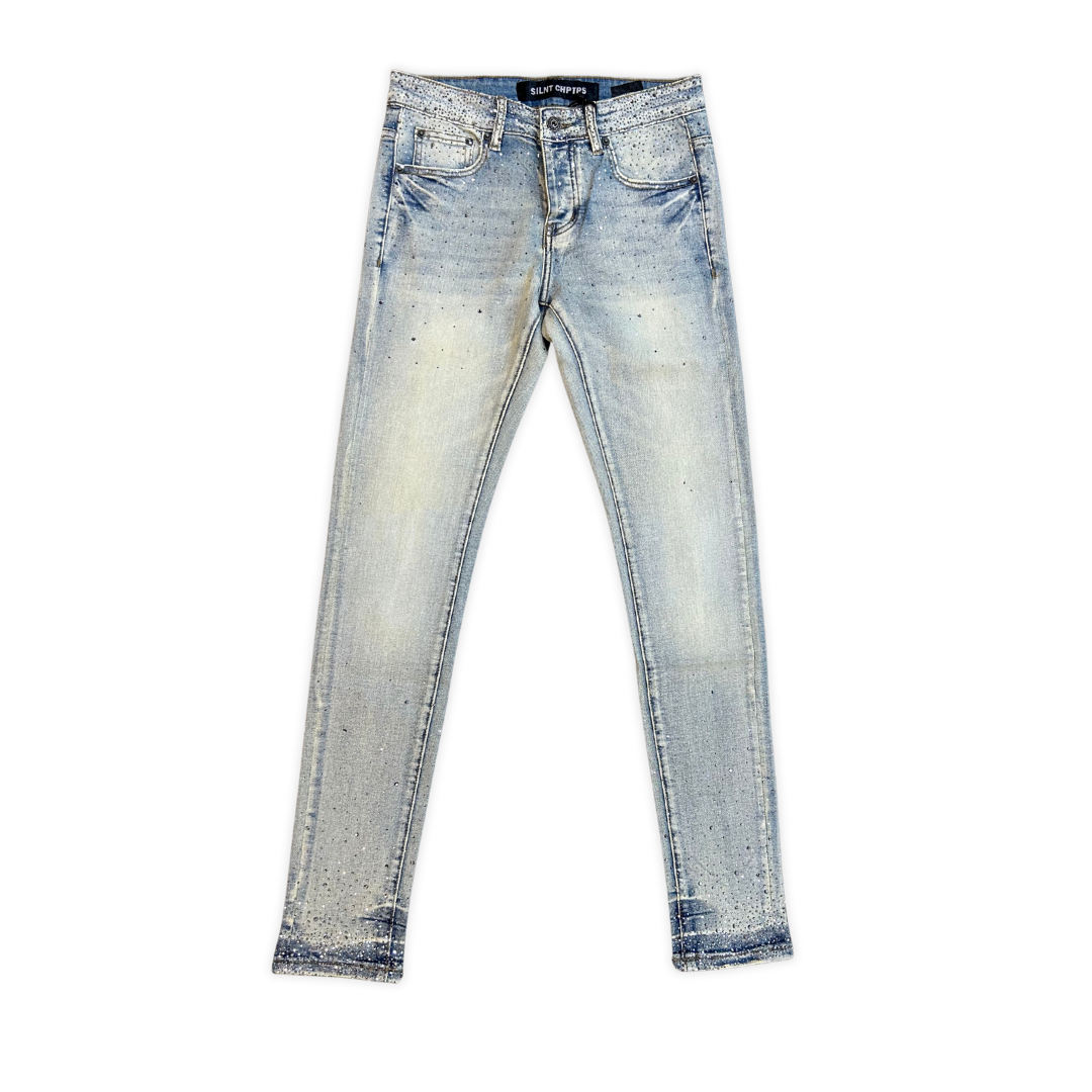 SILNT CHPTRS Falling Star Skinnys skinny jeans, front view, men's streetwear