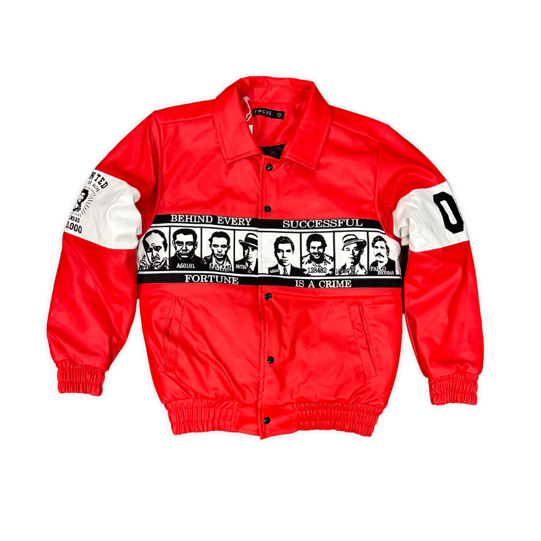 Focus Mugshot Leather jacket, front view, men's streetwear