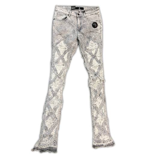Focus Diamond ripped stacked jeans, front view, men's streetwear