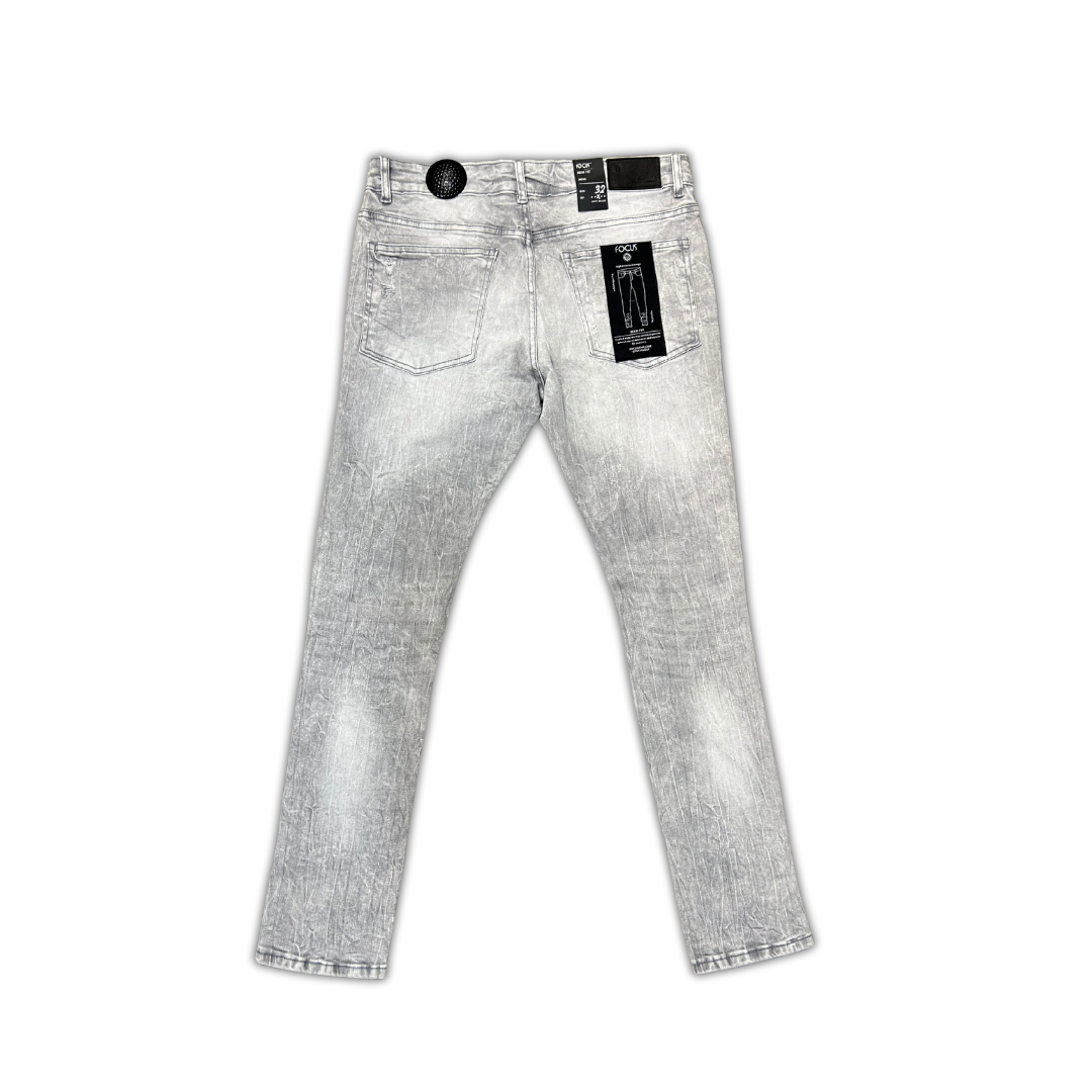 Focus Ripped Skinny Denim - Light Grey ripped skinny jeans, alternate angle, men's streetwear