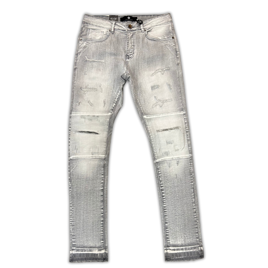 Focus Open Knee/Light ripped skinny jeans, front view, men's streetwear