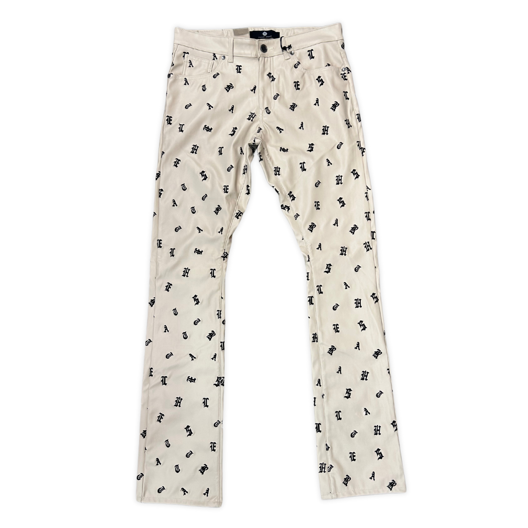 Focus Leather Stacked Pants leather pants, front view, men's streetwear