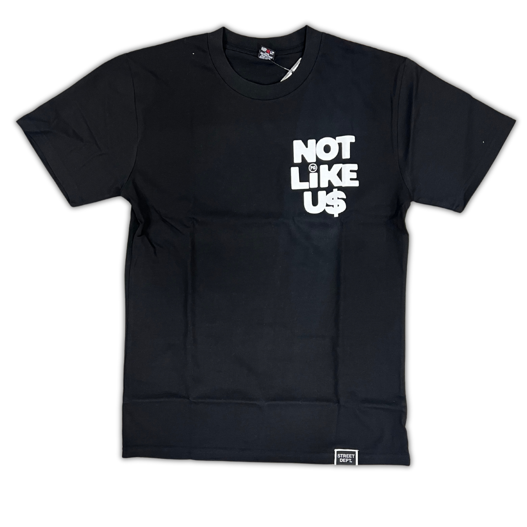 PG Apparel Not Like Us Street Dept Heavyweight graphic tee, front view, men's streetwear