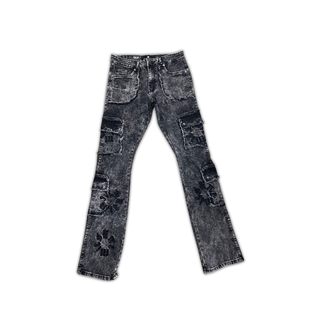 Focus Enemies cargo flare jeans, front view, men's streetwear