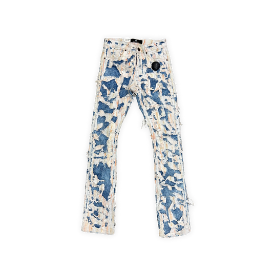 Focus Ripped/Messy ripped stacked jeans, front view, men's streetwear