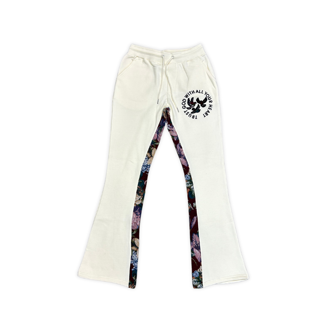 Focus Trust God With All Your Heart Stacked sweat pants, front view, men's streetwear