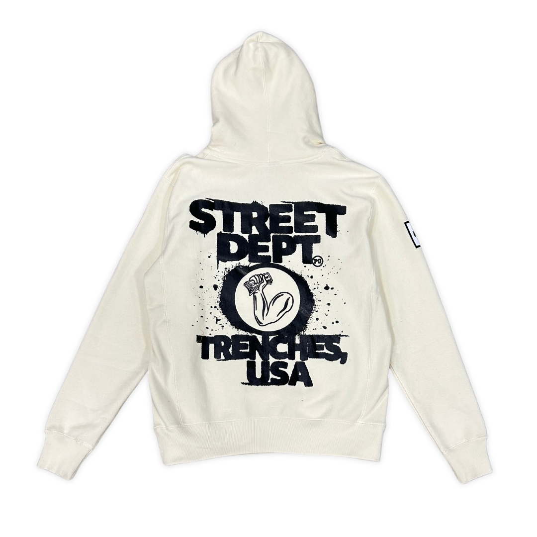 PG Apparel Not Like Us graphic hoodie, alternate angle, men's streetwear