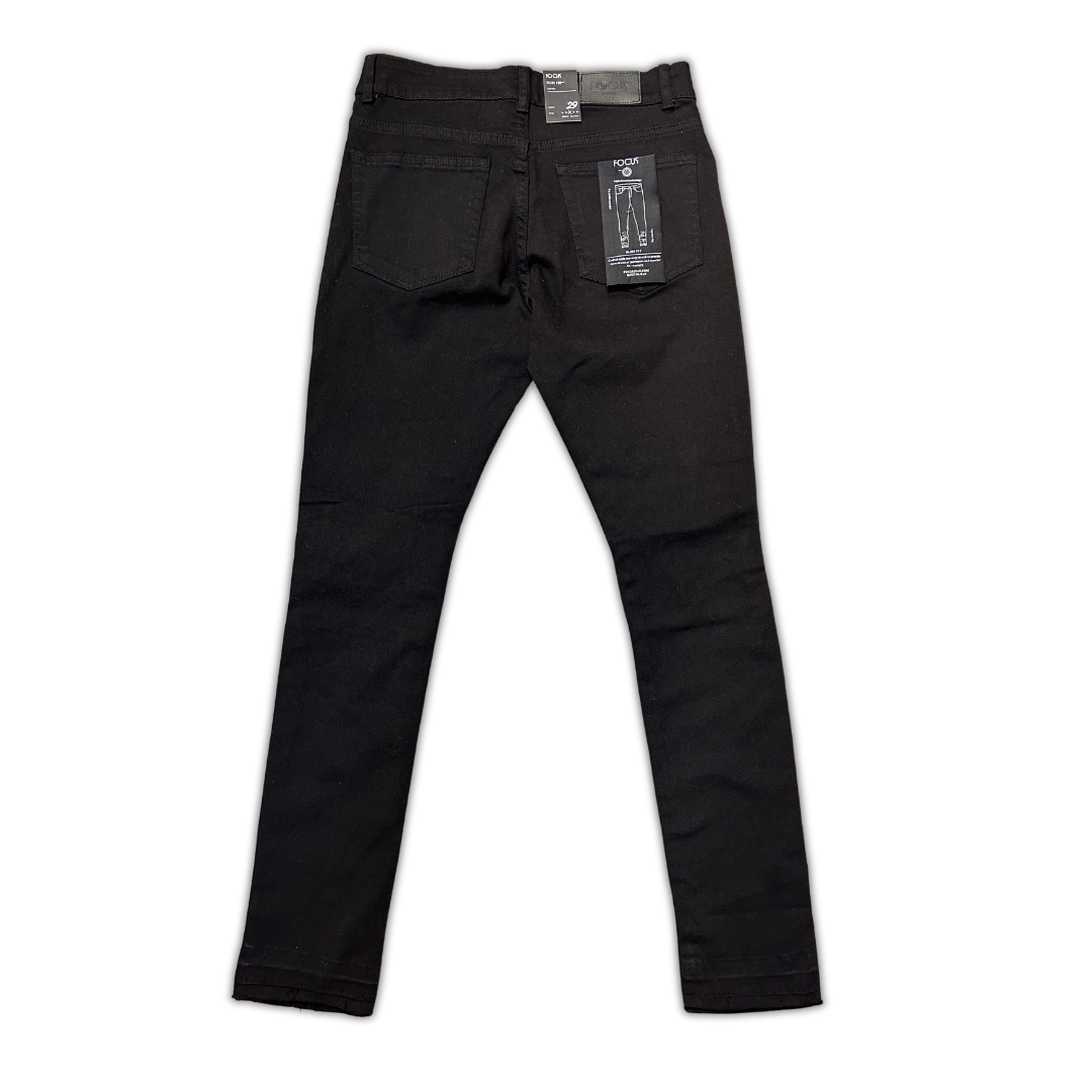 Focus Black Ripped/Knee Pad ripped skinny jeans, alternate angle, men's streetwear