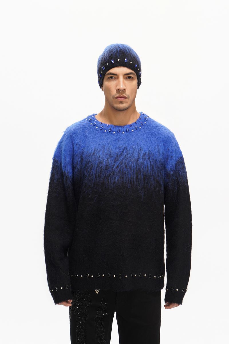Valabasas Arranged knit sweater, front view, men's streetwear