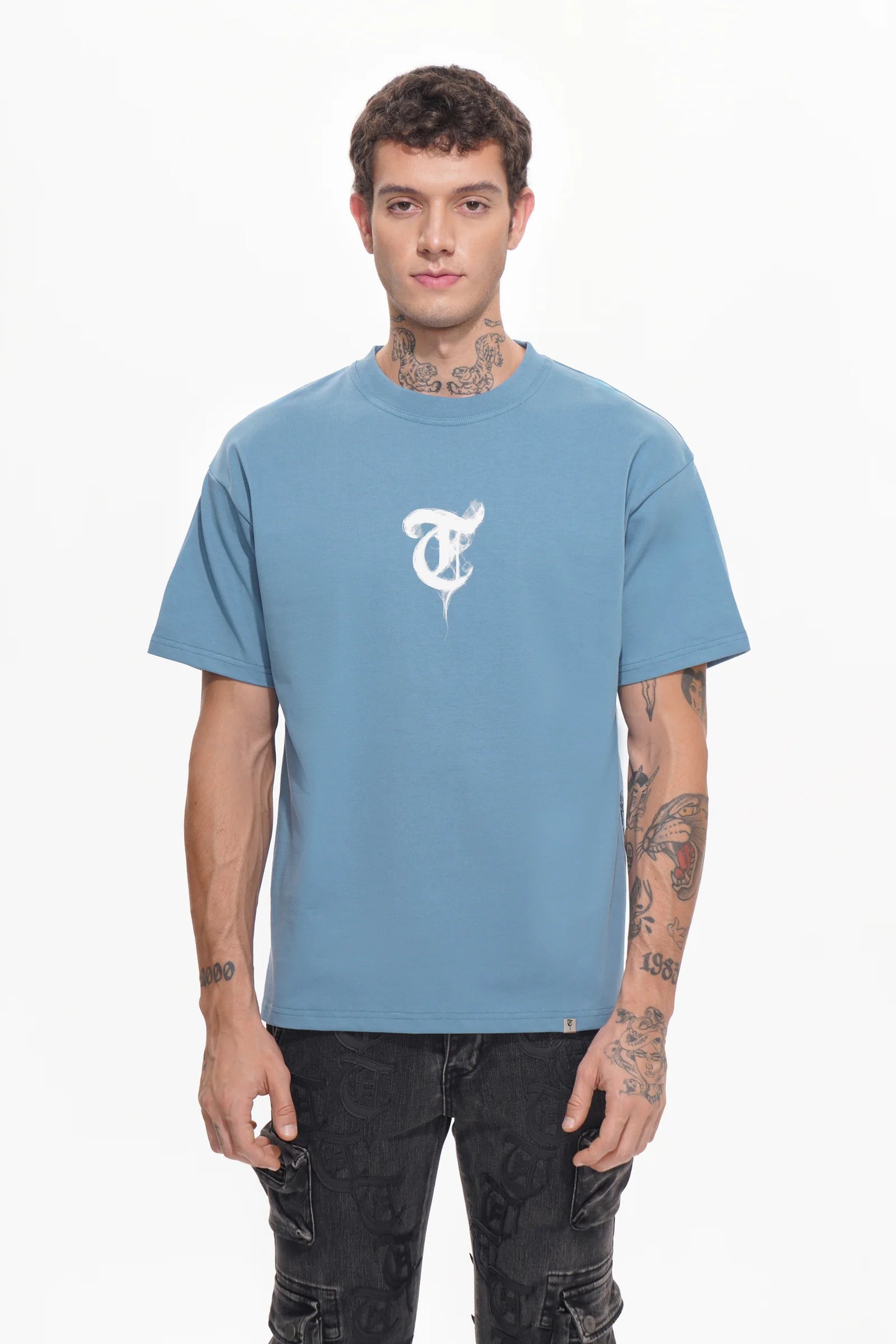 TRNCHS Burn Like The Sun graphic tee, front view, men's streetwear