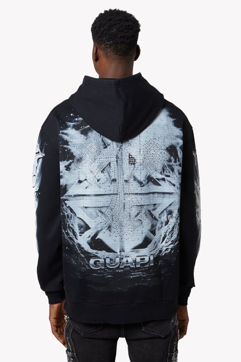 Guapi Heavens Vault V3 graphic hoodie, alternate angle, men's streetwear