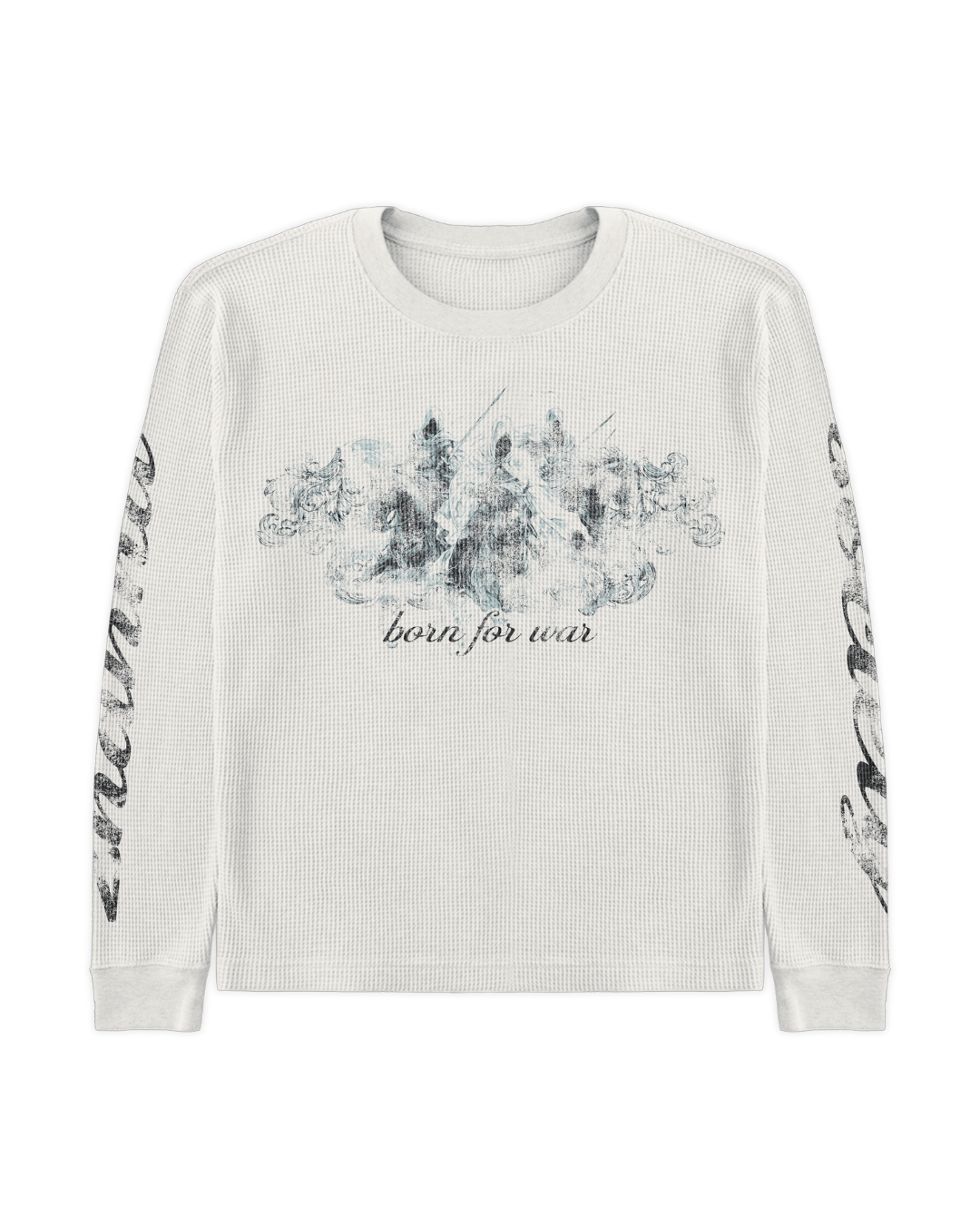 UNDERGRND Society Born for war Thermal long sleeve tee, front view, men's streetwear