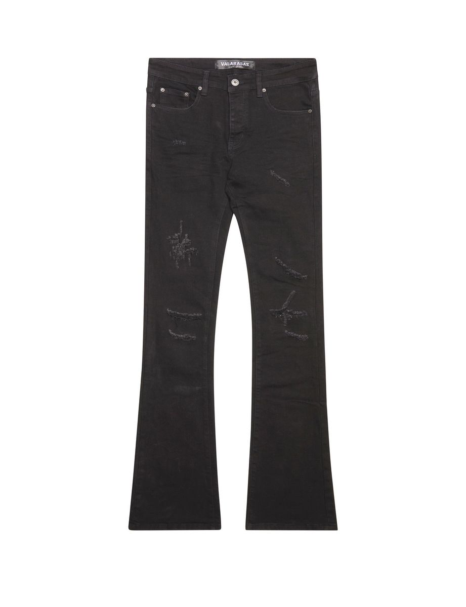 Valabasas Driftwood stacked jeans, front view, men's streetwear