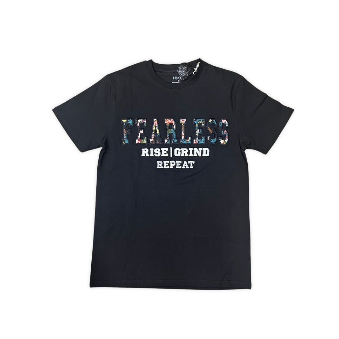 Focus Fearless Rise and Grind graphic tee, front view, men's streetwear