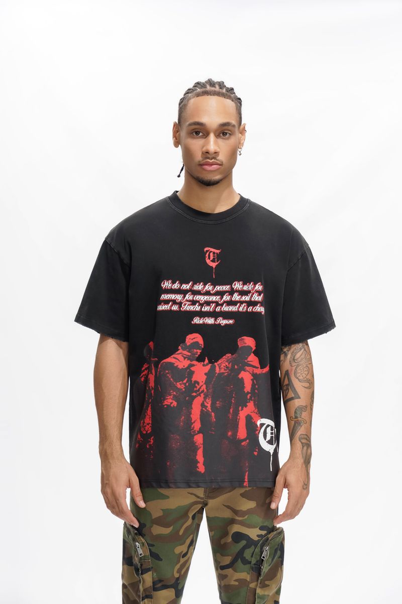 TRNCHS Infantry graphic tee, front view, men's streetwear