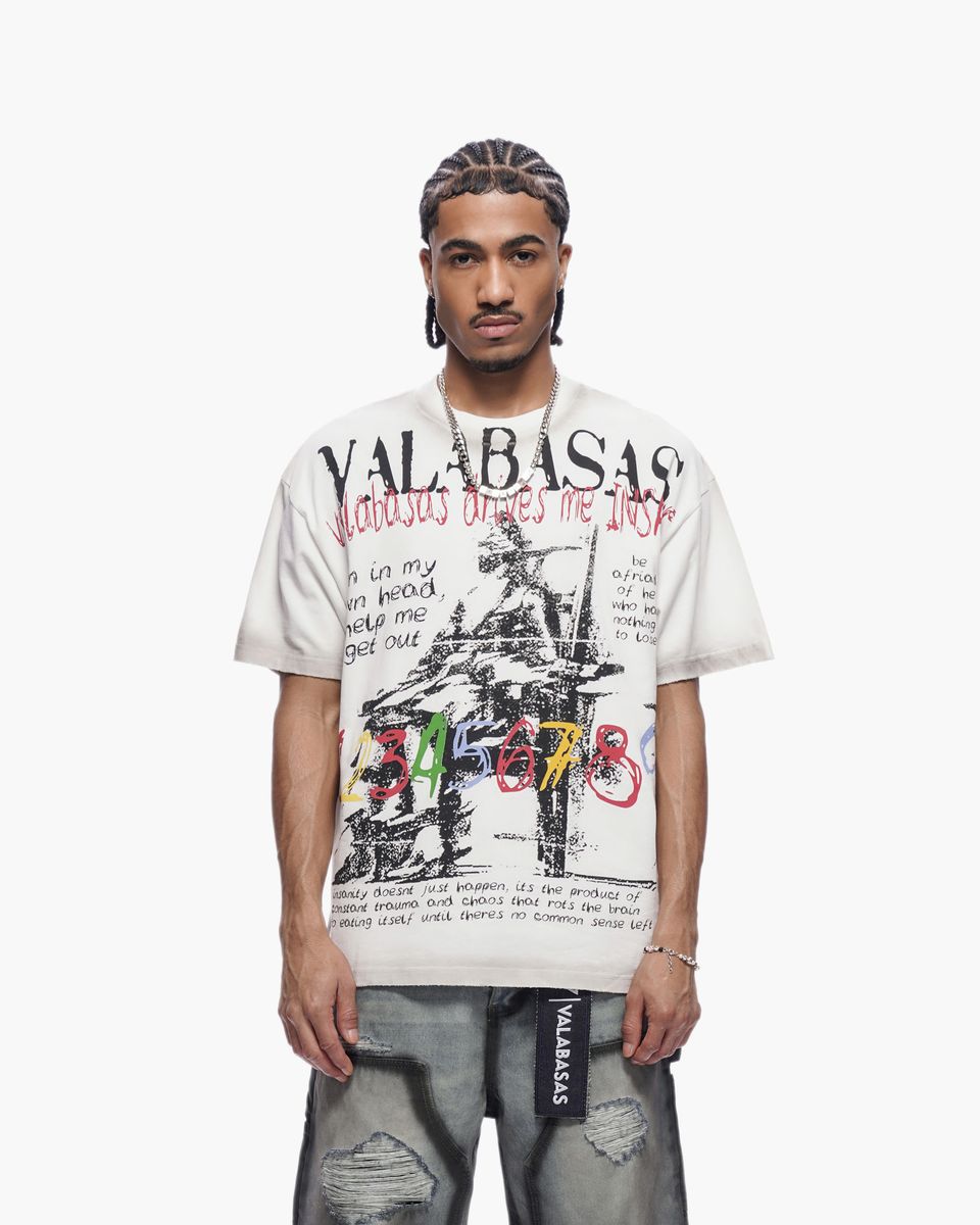 Valabasas Insane graphic tee, front view, men's streetwear