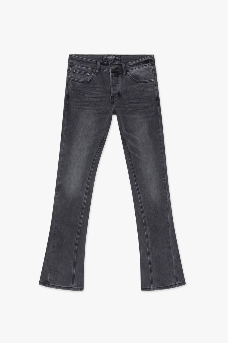 Valabasas Mr.Stacked Grey stacked jeans, front view, men's streetwear