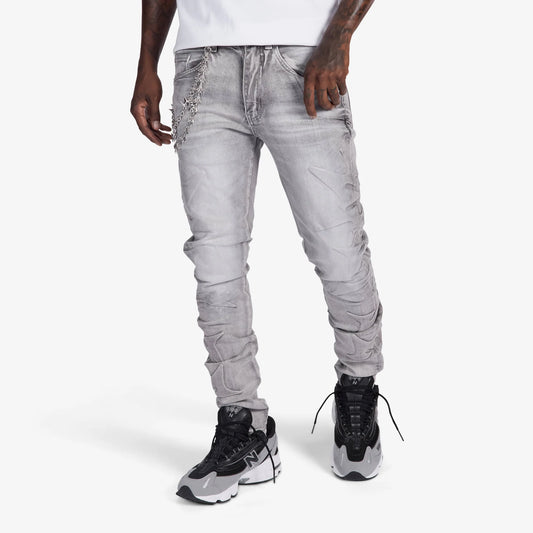 Ninja" Embossed Skinny Jeans