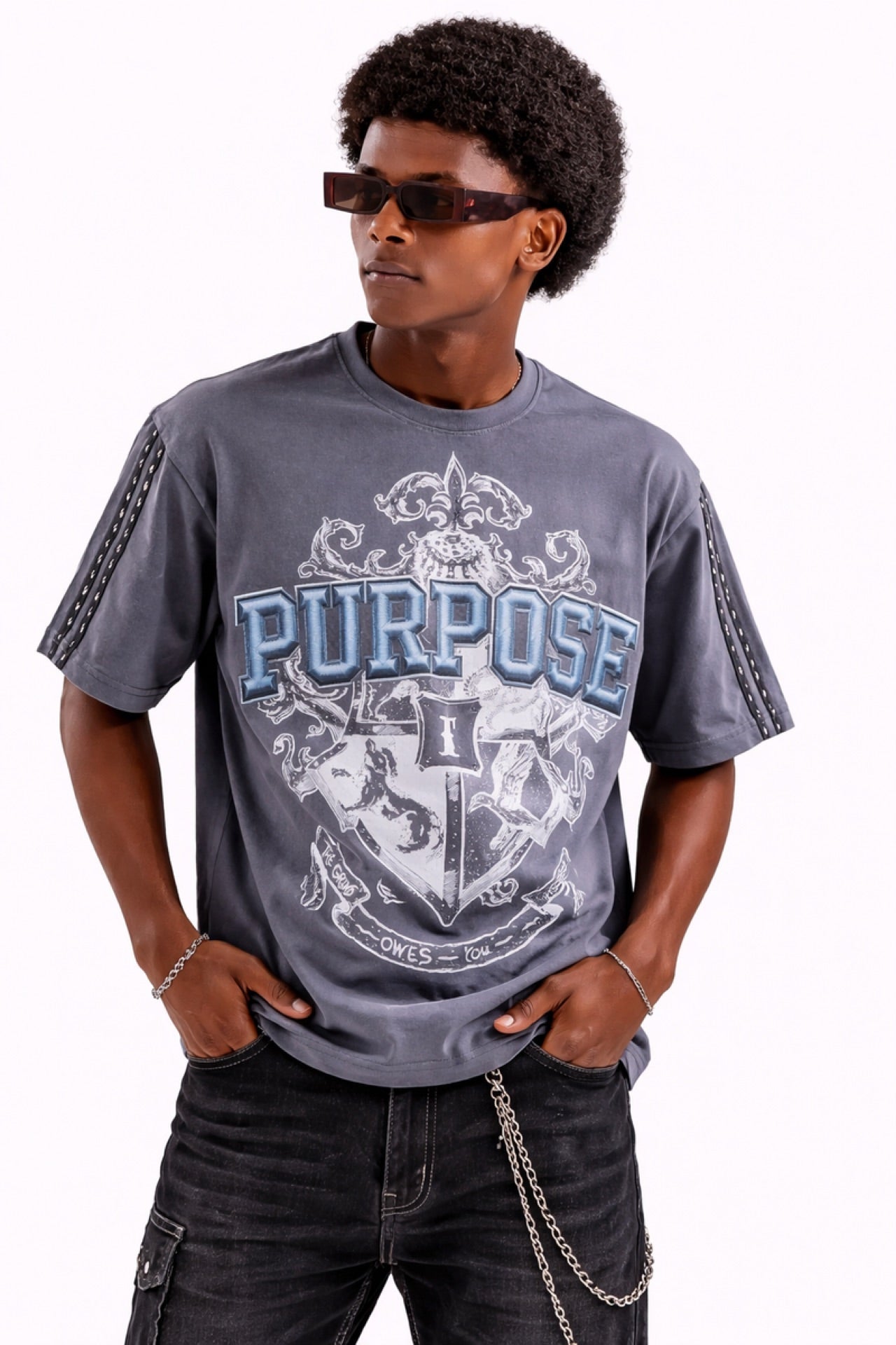 Purpose Grey Mens Tee — front view