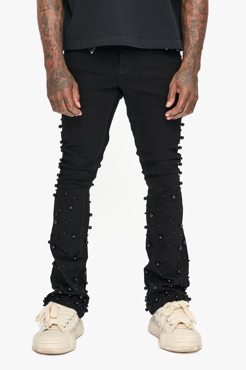 Valabasas Sheam stacked jeans, front view, men's streetwear