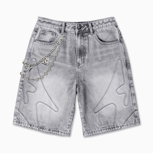 "SHOGUN" EMBOSSED DENIM SHORTS