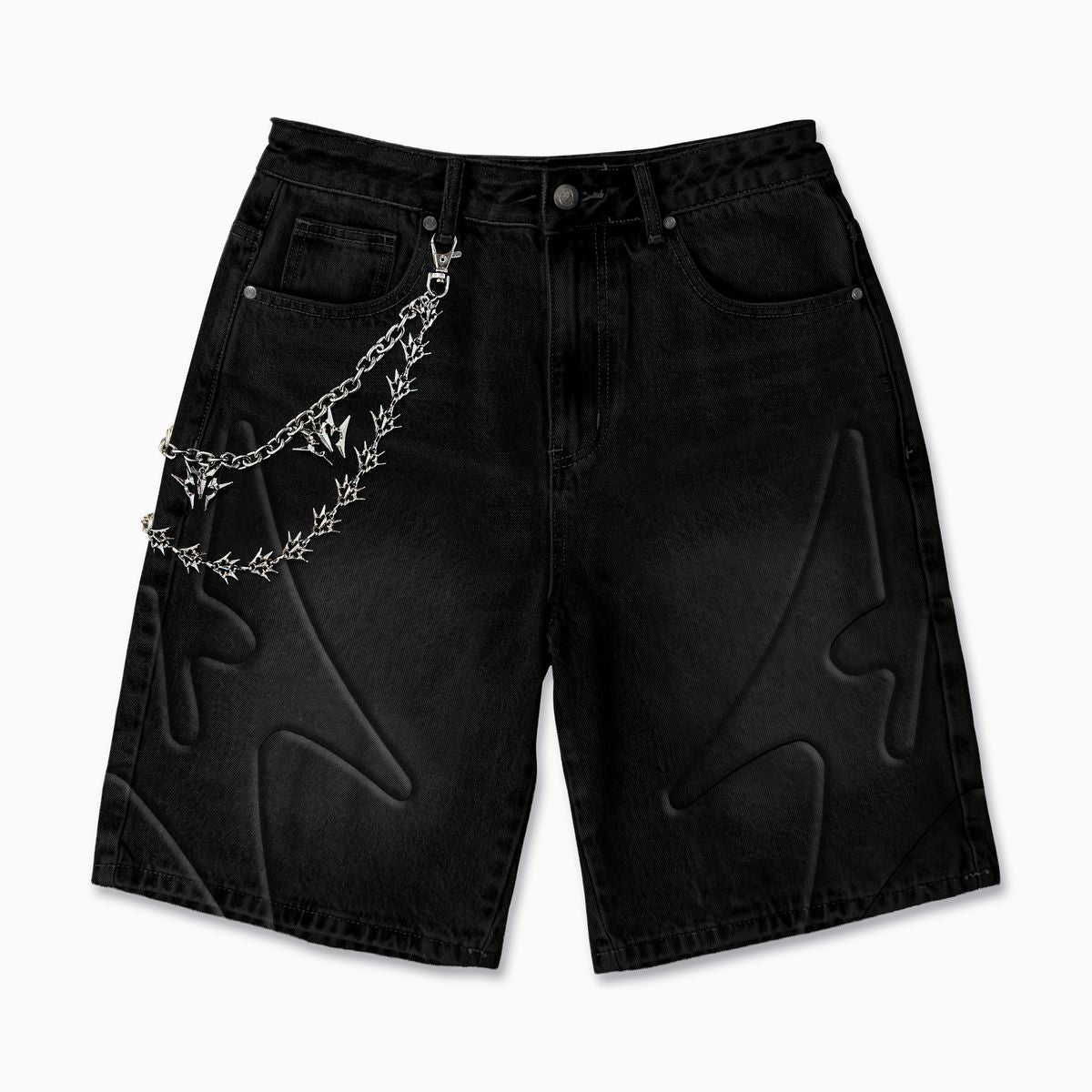 "SHOGUN" EMBOSSED DENIM SHORTS