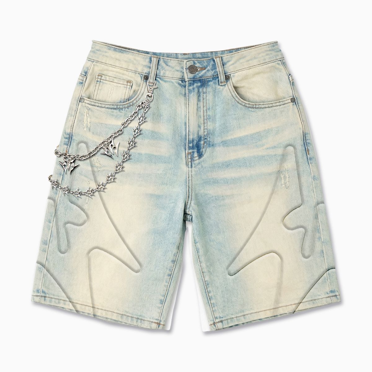 "SHOGUN" EMBOSSED DENIM SHORTS