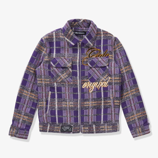 Gala Original Reckoning Flannel Jacket - Purple Plaid flannel jacket, front view, men's streetwear