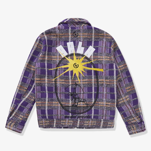 Gala Original Reckoning Flannel Jacket - Purple Plaid flannel jacket, alternate angle, men's streetwear