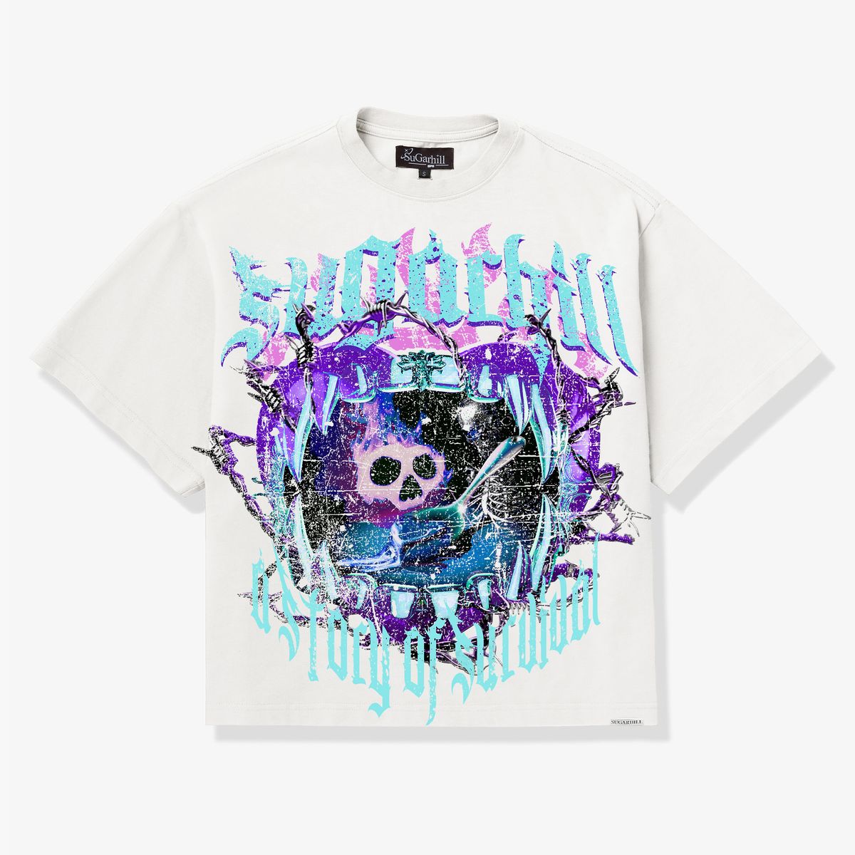 Sugarhill Survival graphic tee, front view, men's streetwear