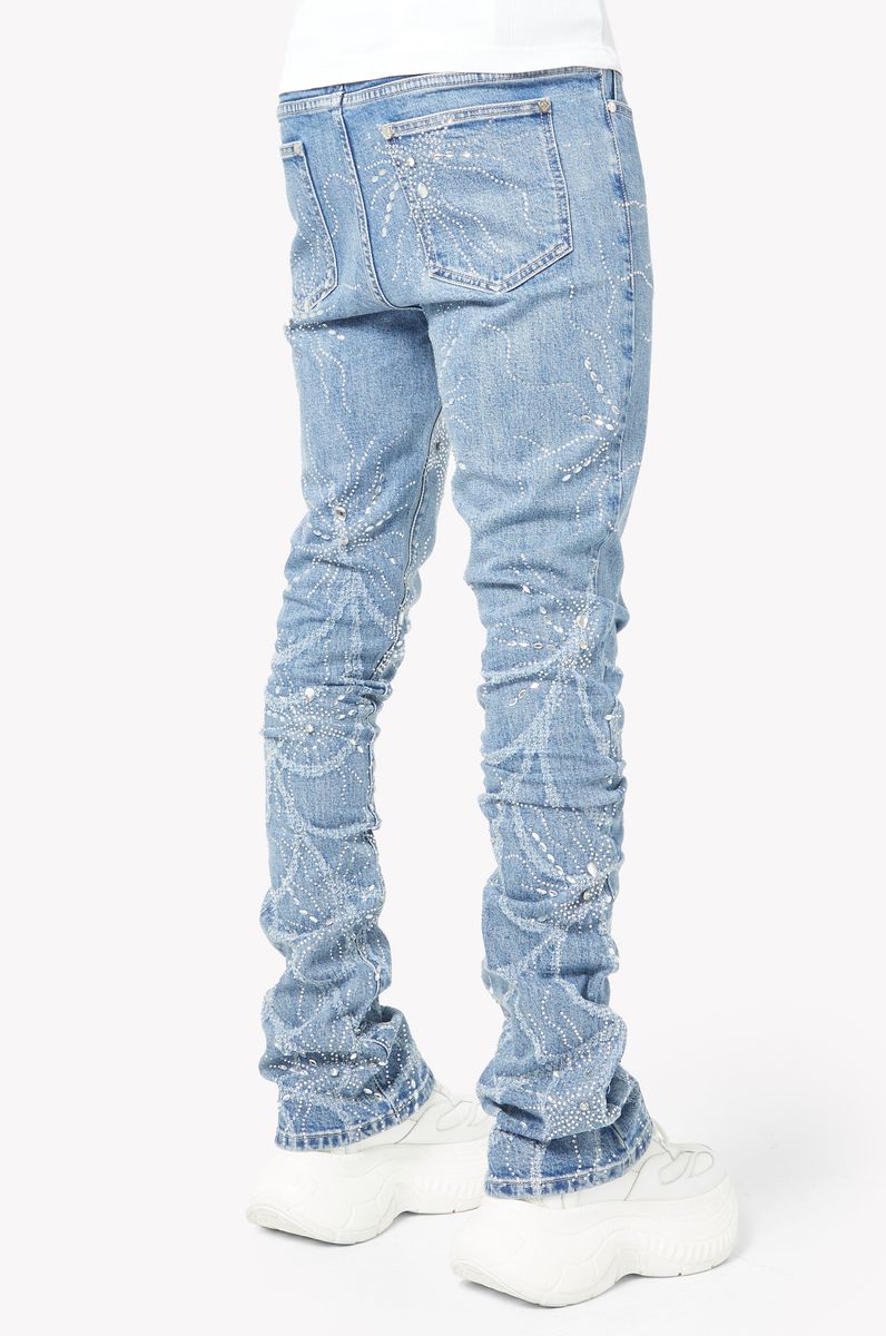 Guapi Steel Blue Spider statement denim, alternate angle, men's streetwear