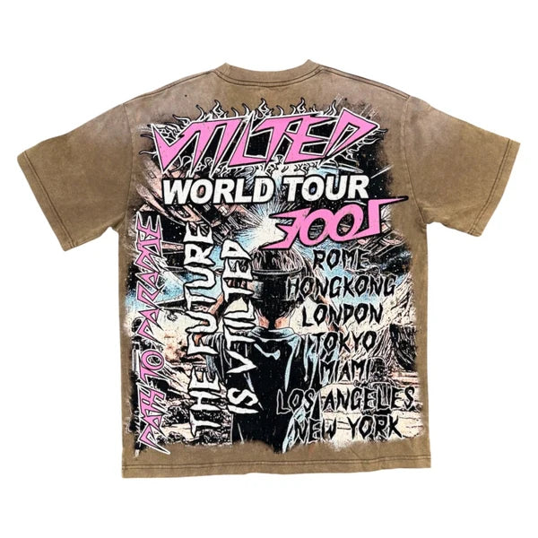 V Tilted Tokyo Brown graphic tee, alternate angle, men's streetwear