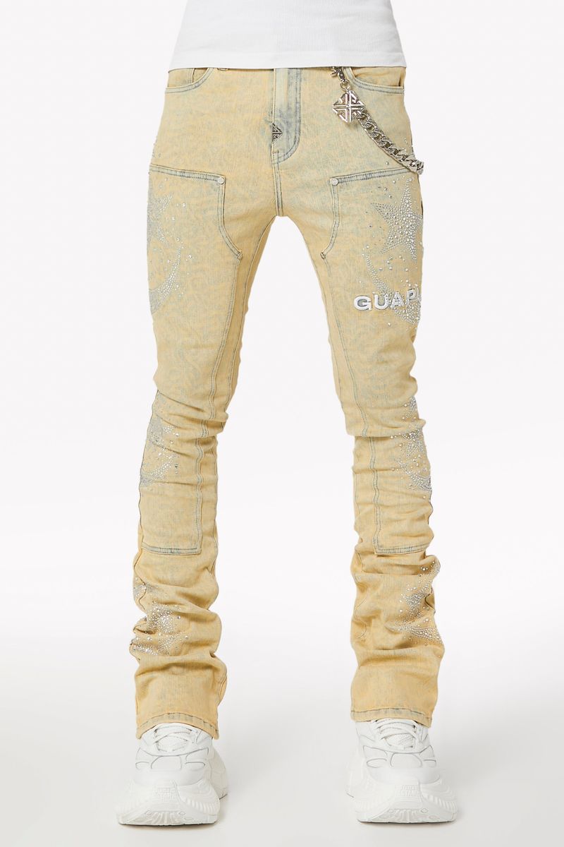 Guapi Vintage Calligraphy statement denim, front view, men's streetwear