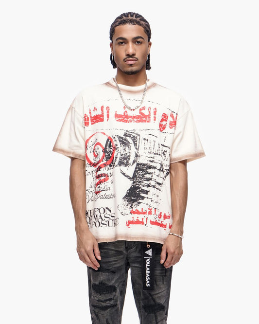 Valabasas Weapons graphic tee, front view, men's streetwear