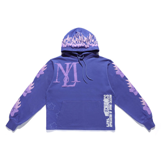 Live Mechanic Shooting Stars graphic hoodie, front view, men's streetwear